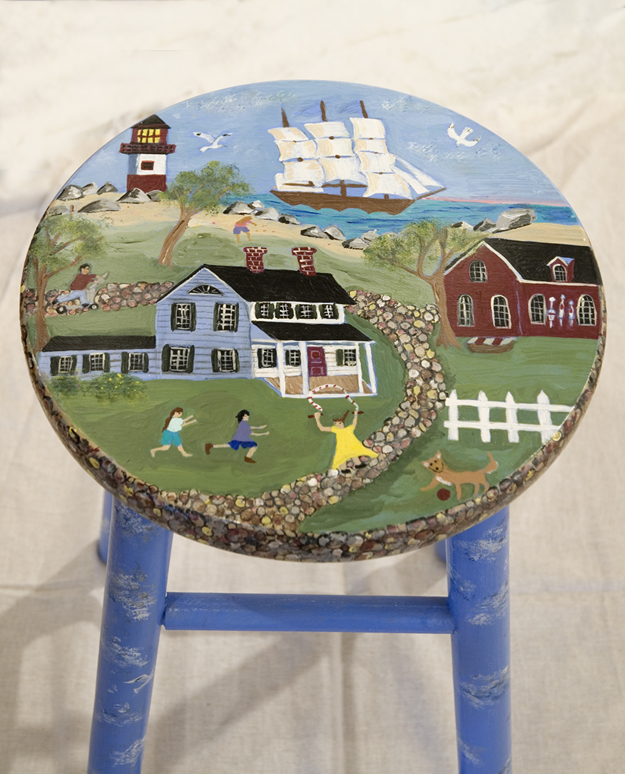 Handpainted New England Stool